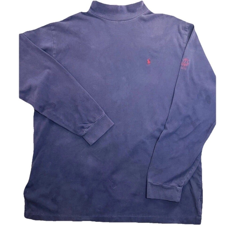 Vintage Ralph Lauren Polo Golf  Shirt Mens XL Navy Blue Long Sleeve Mock Neck